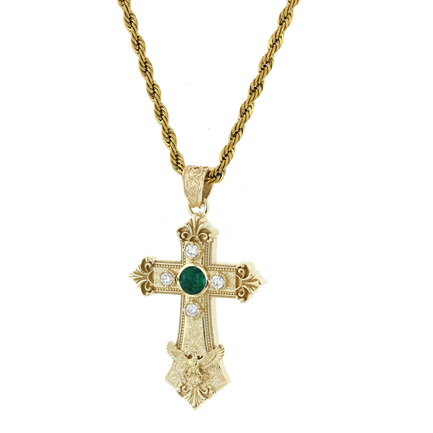 14KT Gold Diamond Cross With Eagle