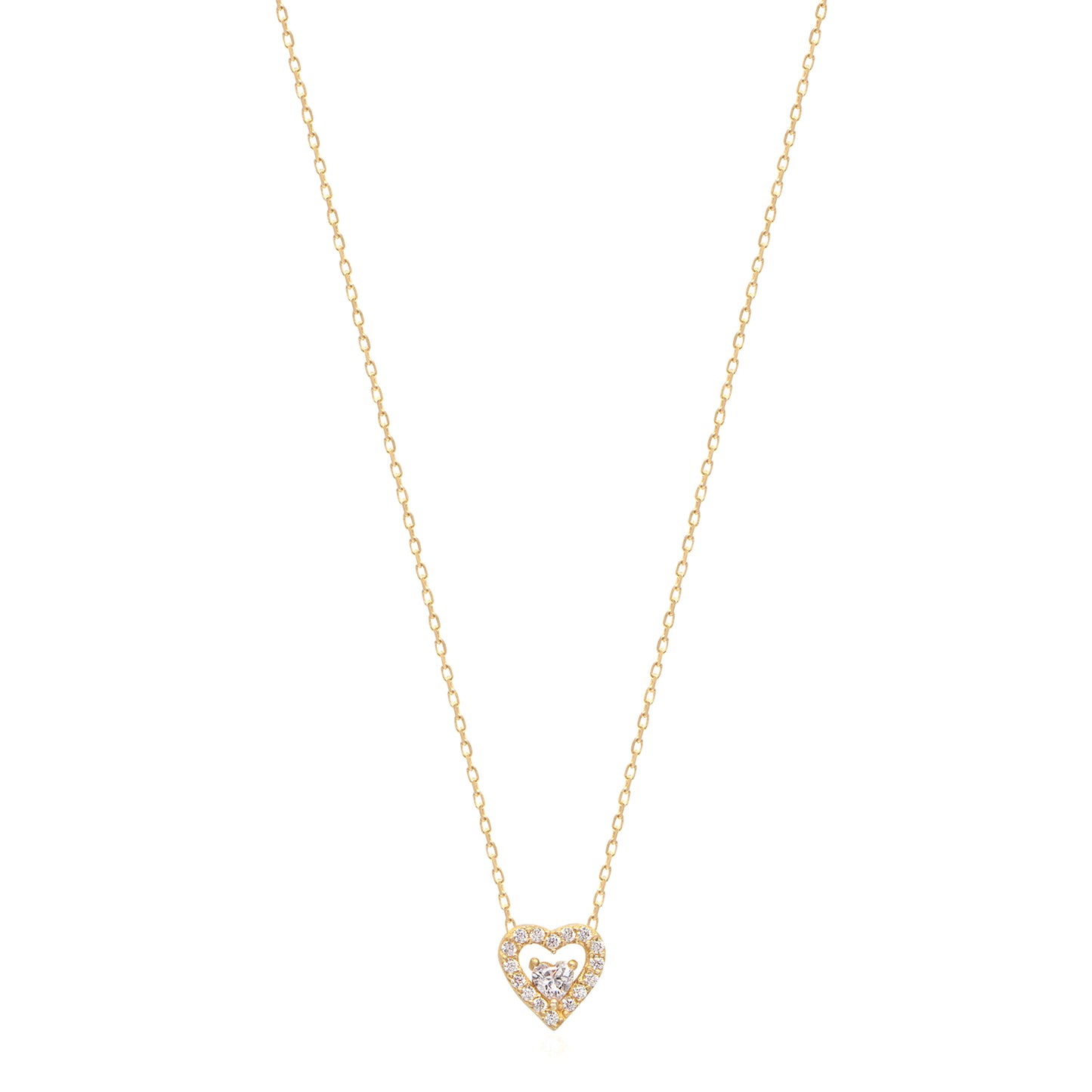 Cubic Zircon stone Heart Sterling silver Necklace