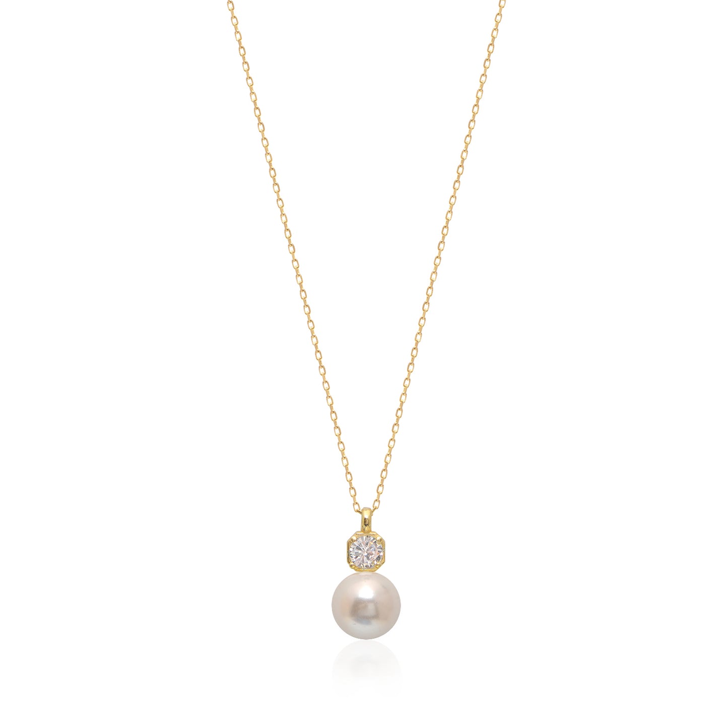 Cubic Zircon & Pearl Pendant Sterling silver Necklace