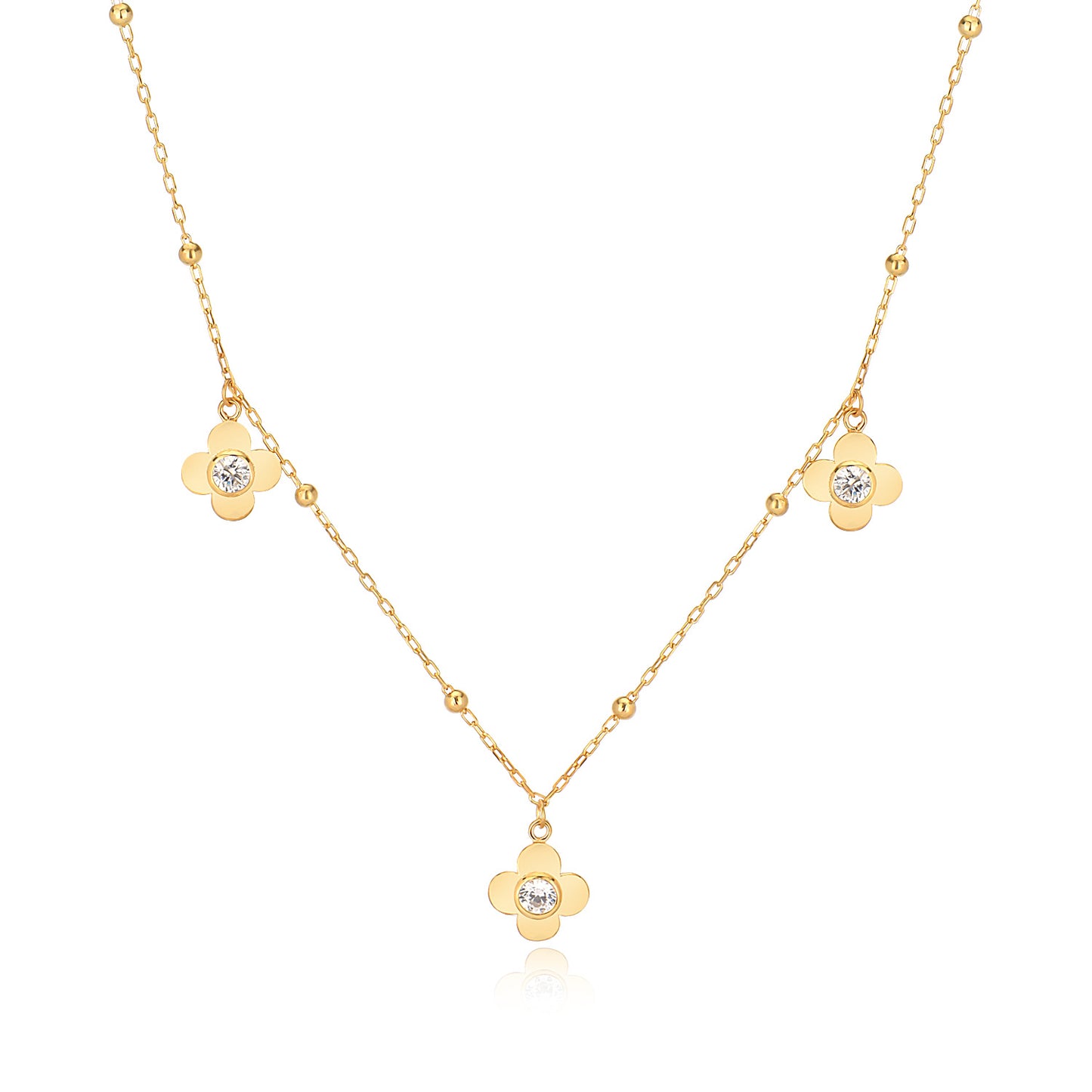 Cubic Zircon Flower Sterling silver Necklace
