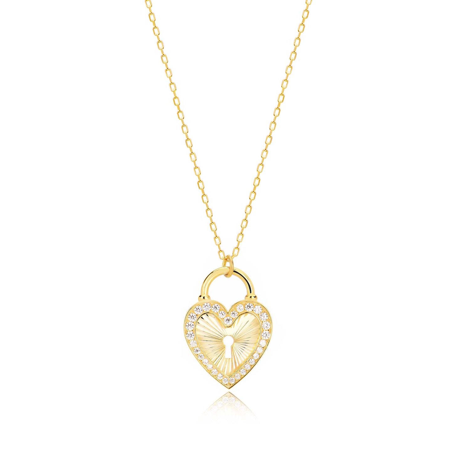 Cubic Zircon Heart & Lock Sterling silver Necklace