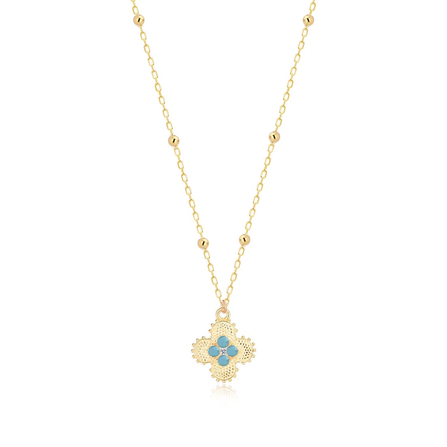 Color Stone Flower Sterling silver Necklace