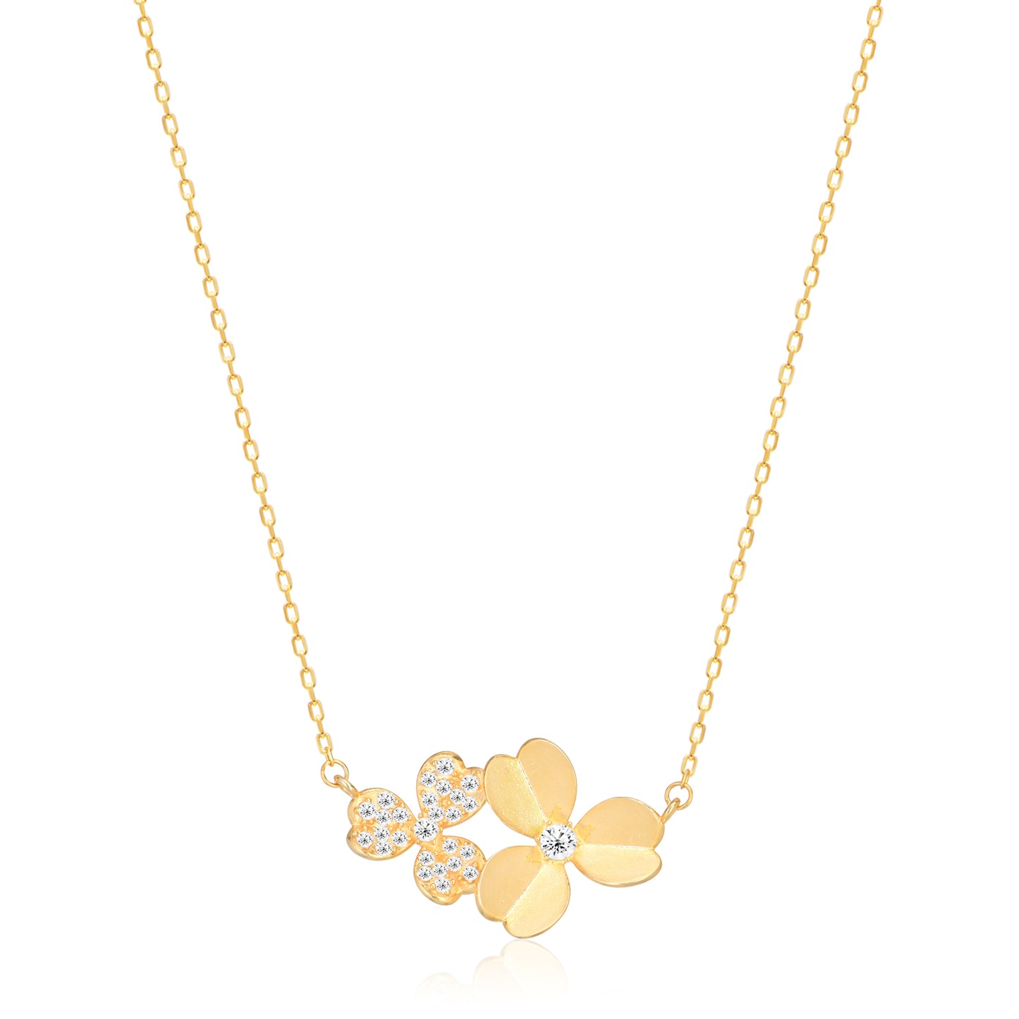 Cubic Zircon Flower Sterling silver Necklace