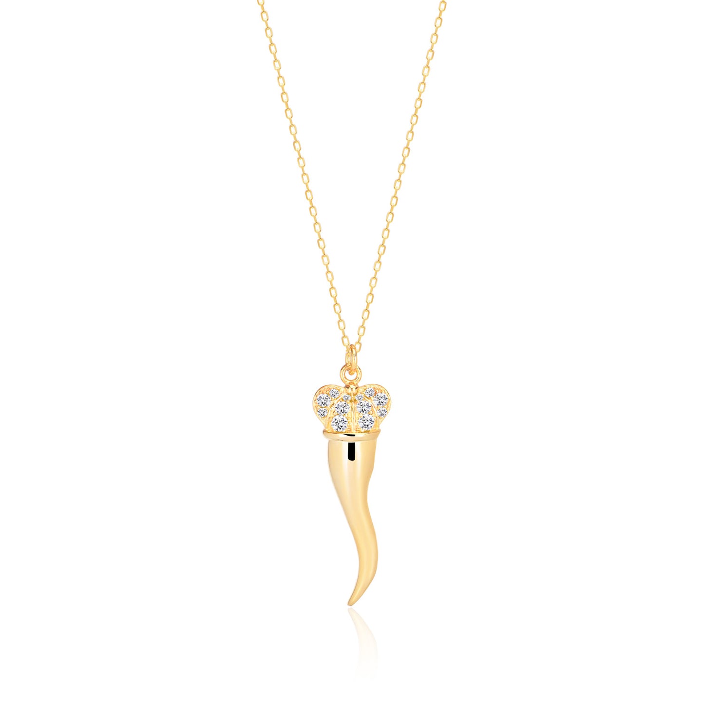 Cubic Zircon Italian Horn Sterling silver Necklace