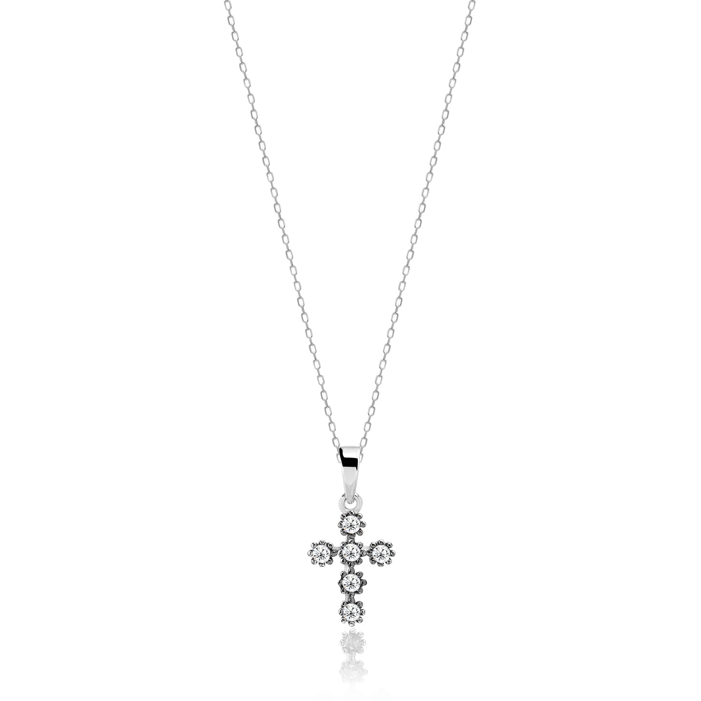 Cubic Zirconia Cross Sterling silver Necklace