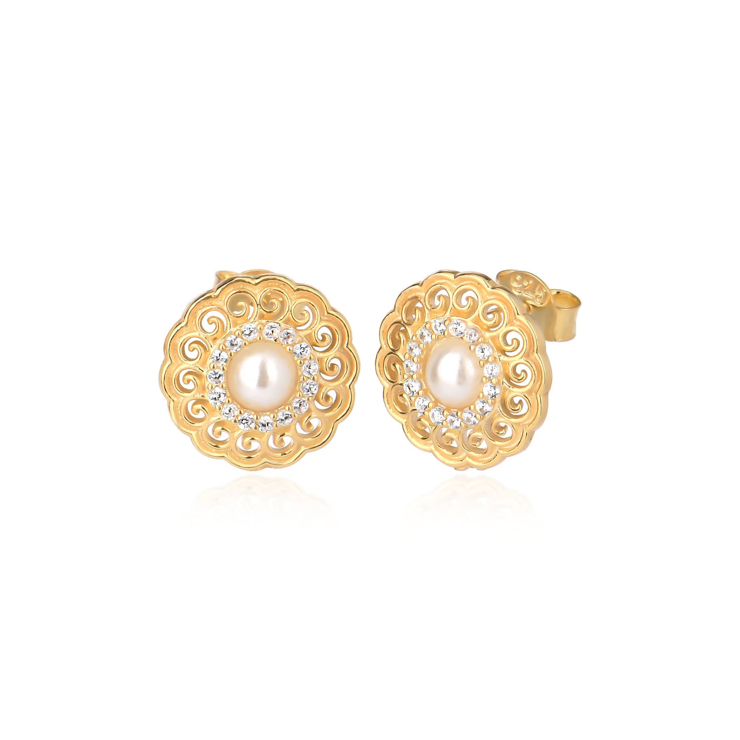 Cubic Zircon & Pearl earring in Sterling silver