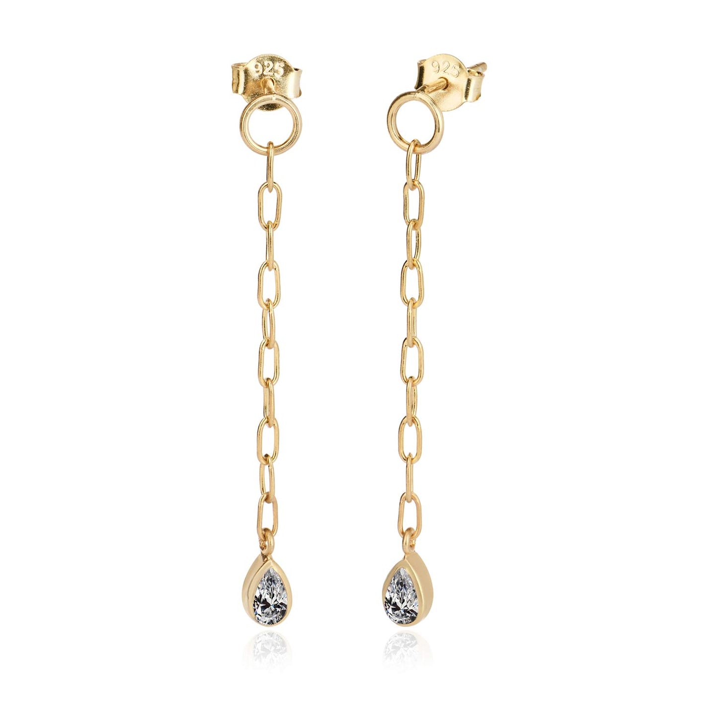 Cubic Zircon Pear shape dangle earring in Sterling silver
