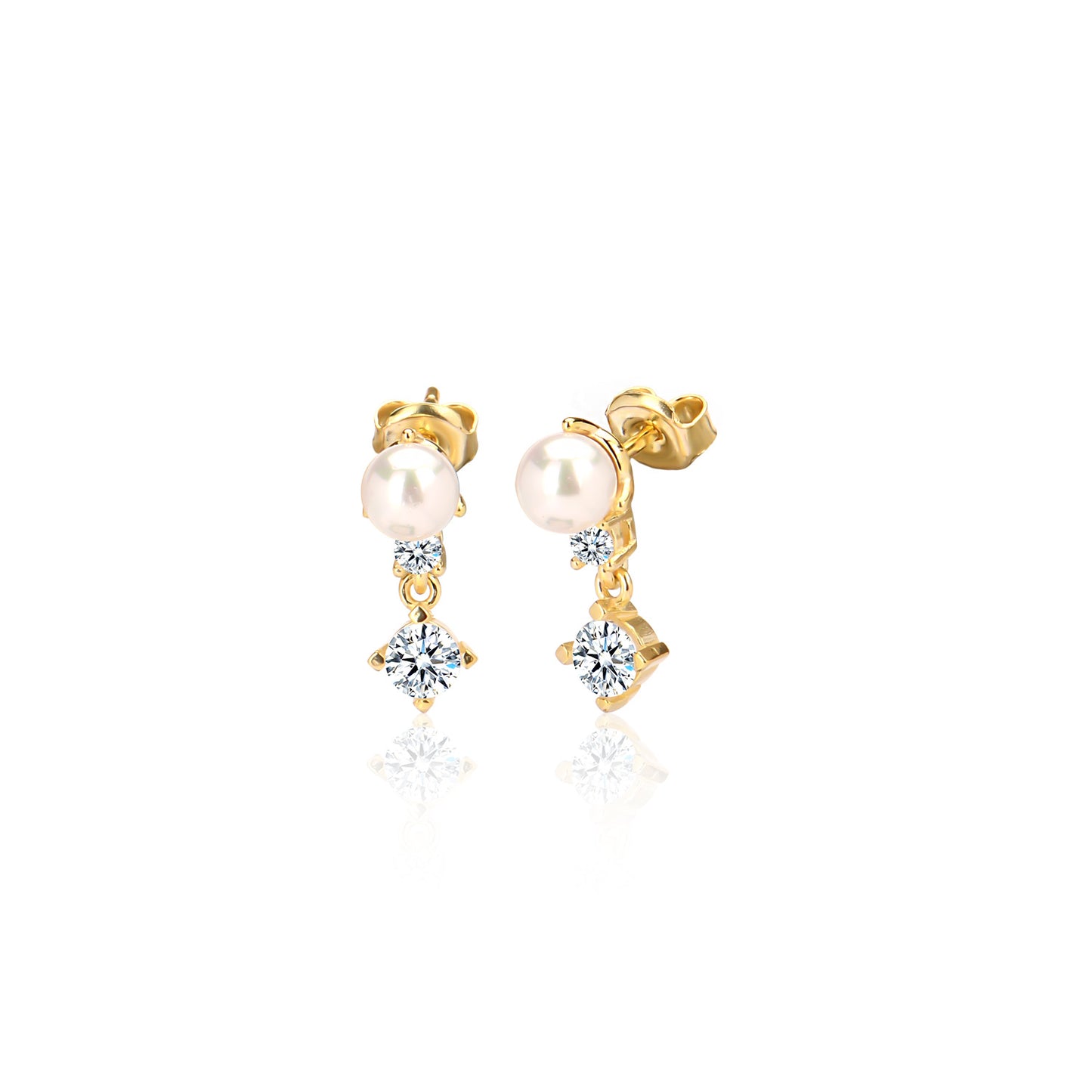 Cubic Zircon & Pearl earring in Sterling silver
