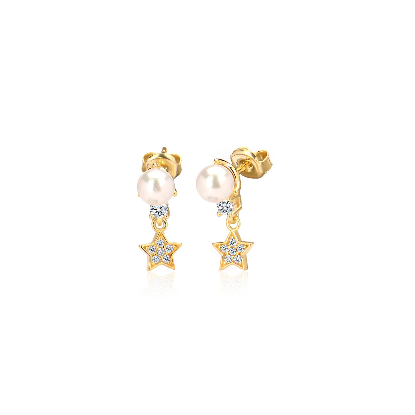 Cubic Zircon & Pearl earring in Sterling silver