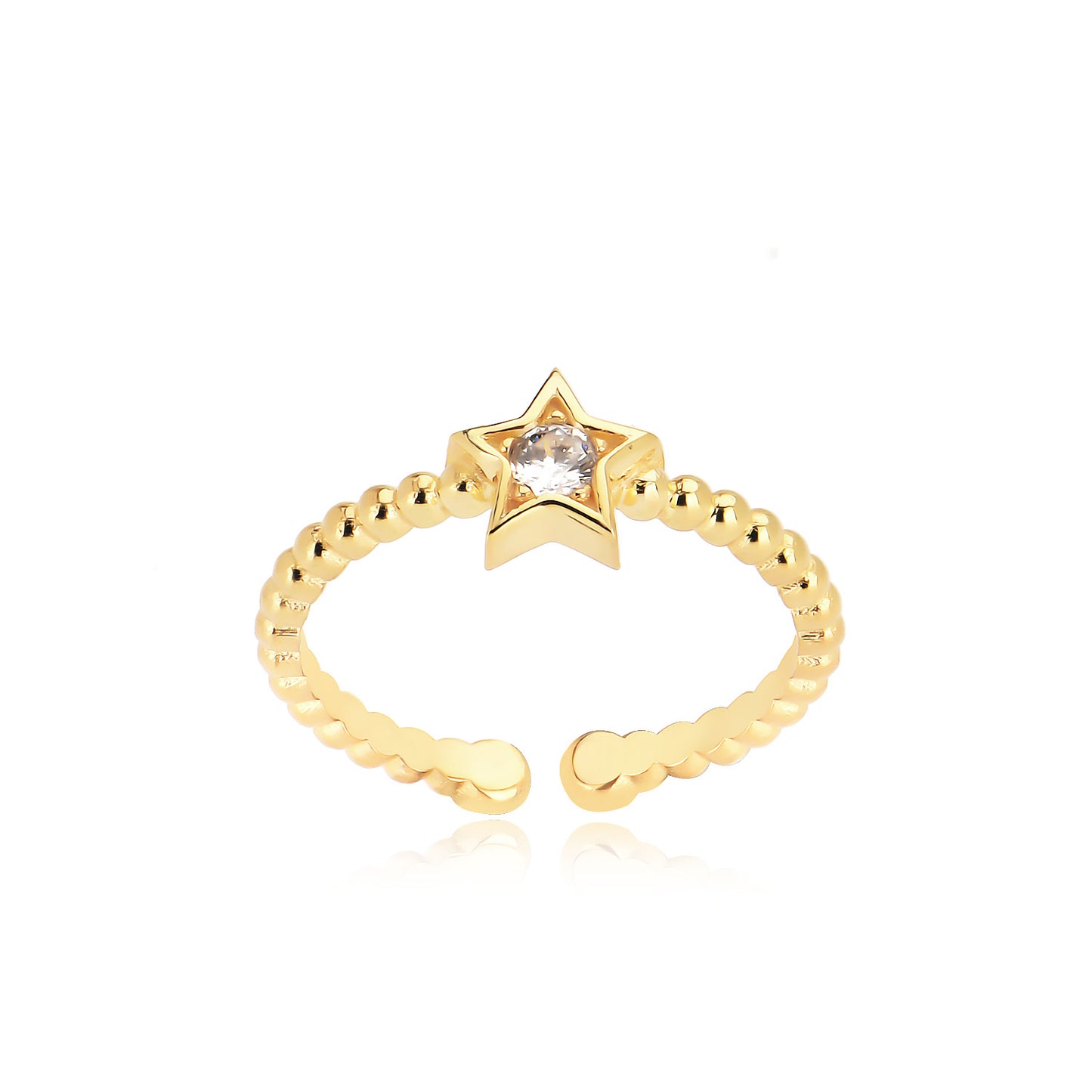 Adjustable Cubic Zirconia Star Ring in Sterling silver