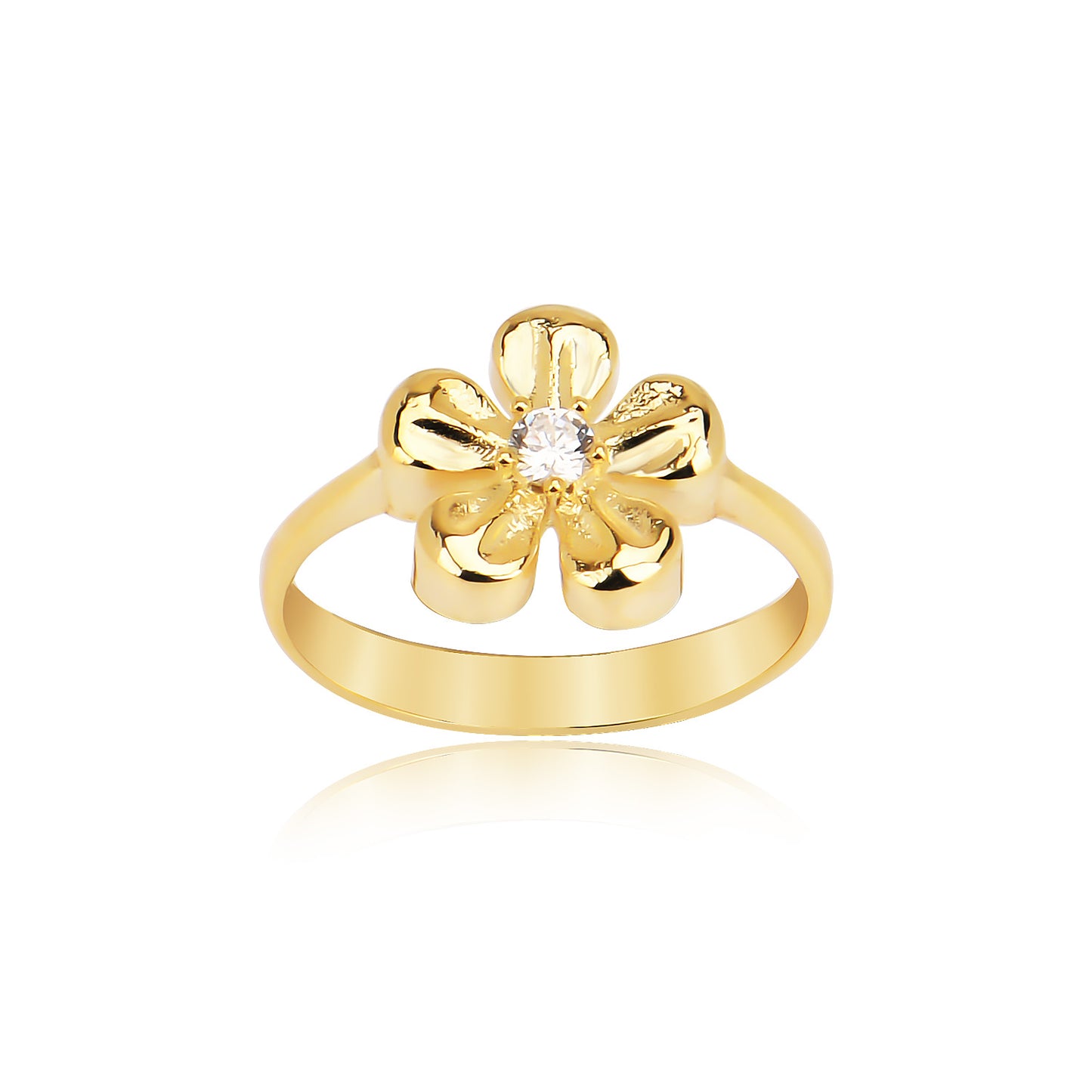 Cubic Zircon Flower Shape Ring in Sterling silver