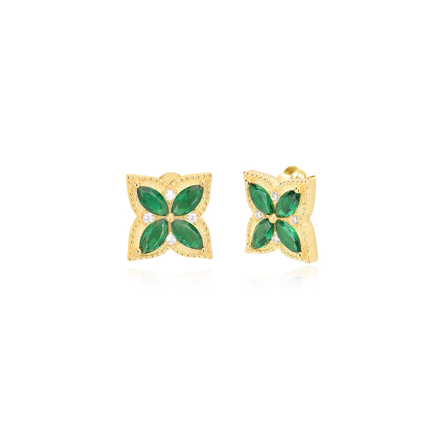 Cubic Zirconia Flower earring in Sterling silver