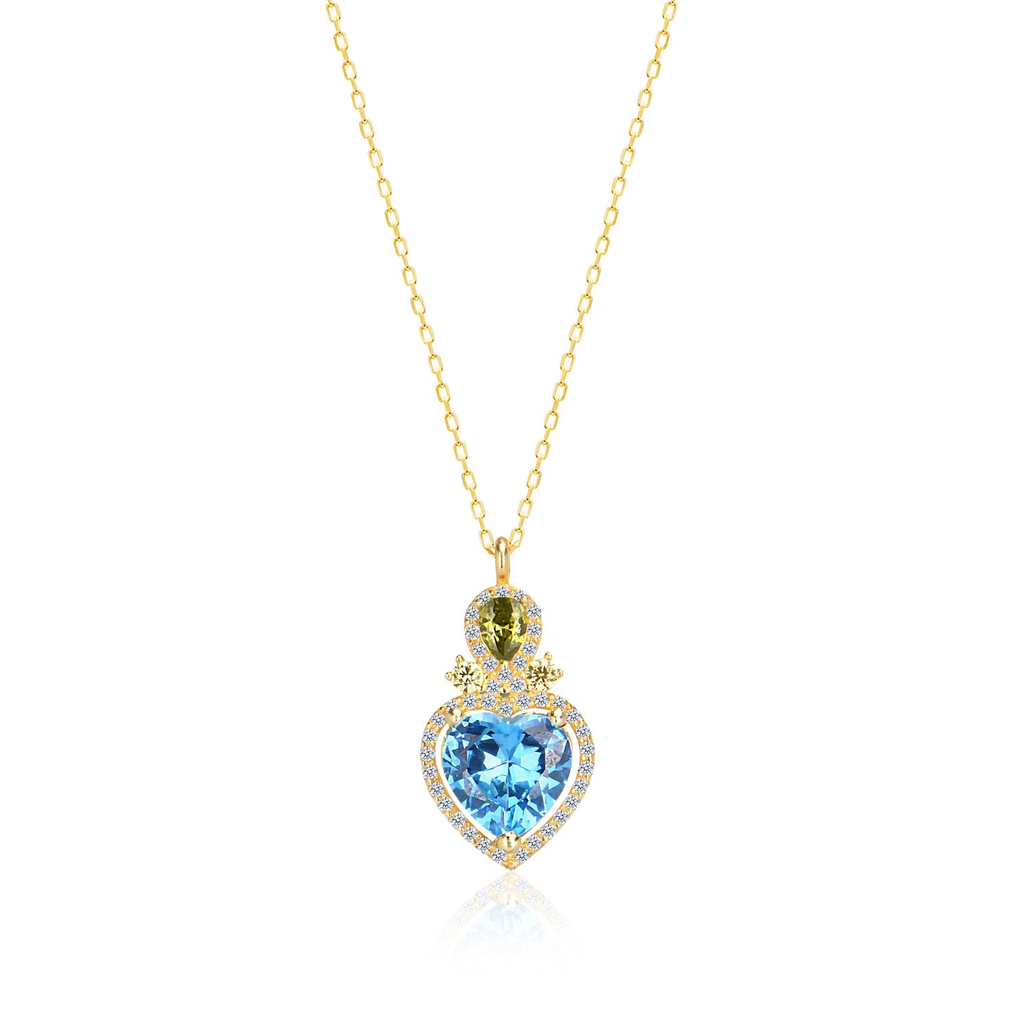 Cubic Zircon Heart colored stone Sterling silver Necklace