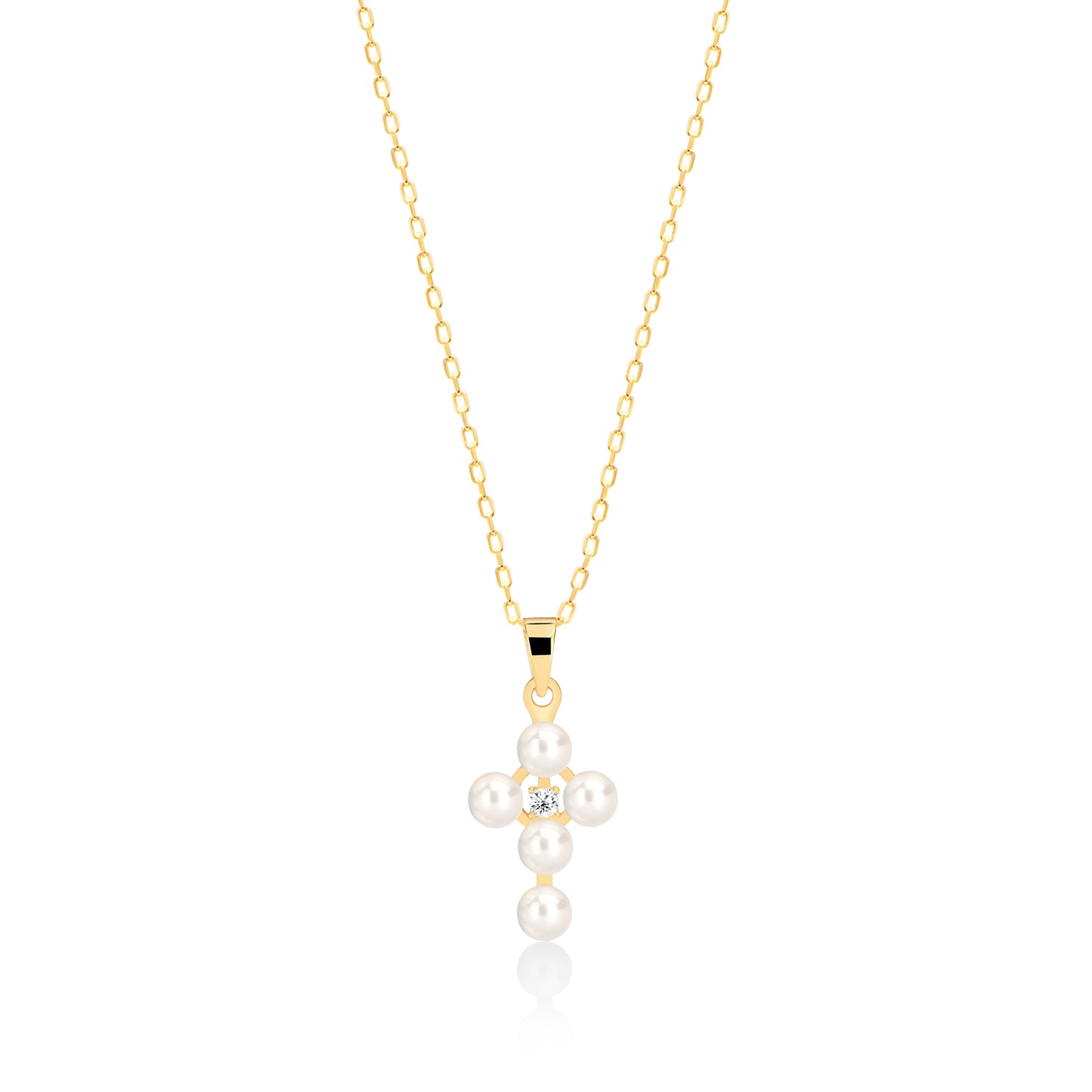 Cubic Zirconia Cross & Pearl Sterling silver Necklace