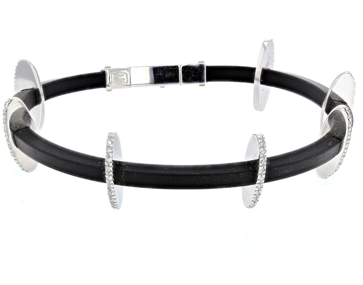 14kt Black Rubber Unisex White Gold Diamond bracelet