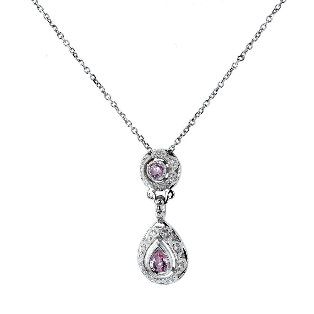 Diamond & Pink Sapphire Pendant / Necklace