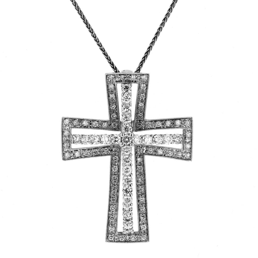 White Gold Diamond Cross Pendant