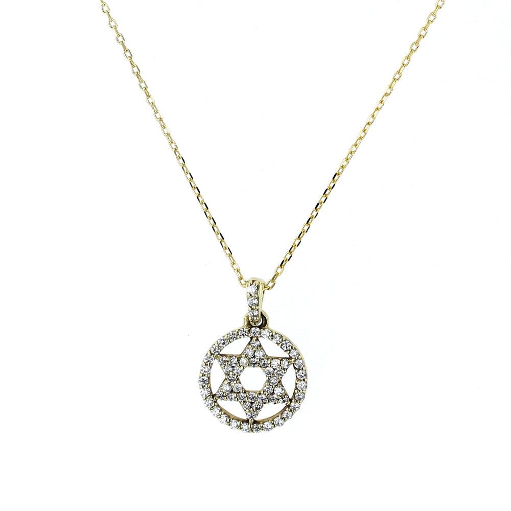 Yellow Gold Diamond Star Of David Pendant