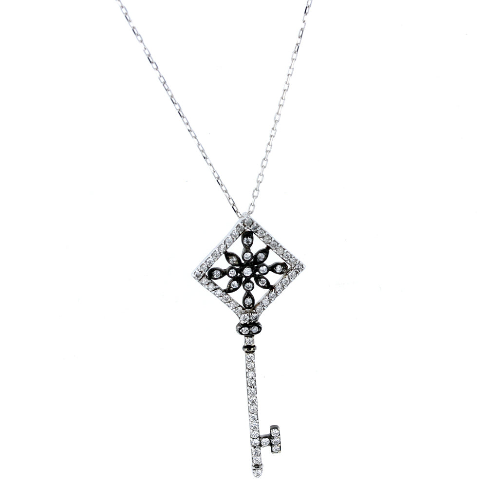 White Gold Diamond Key Pendant
