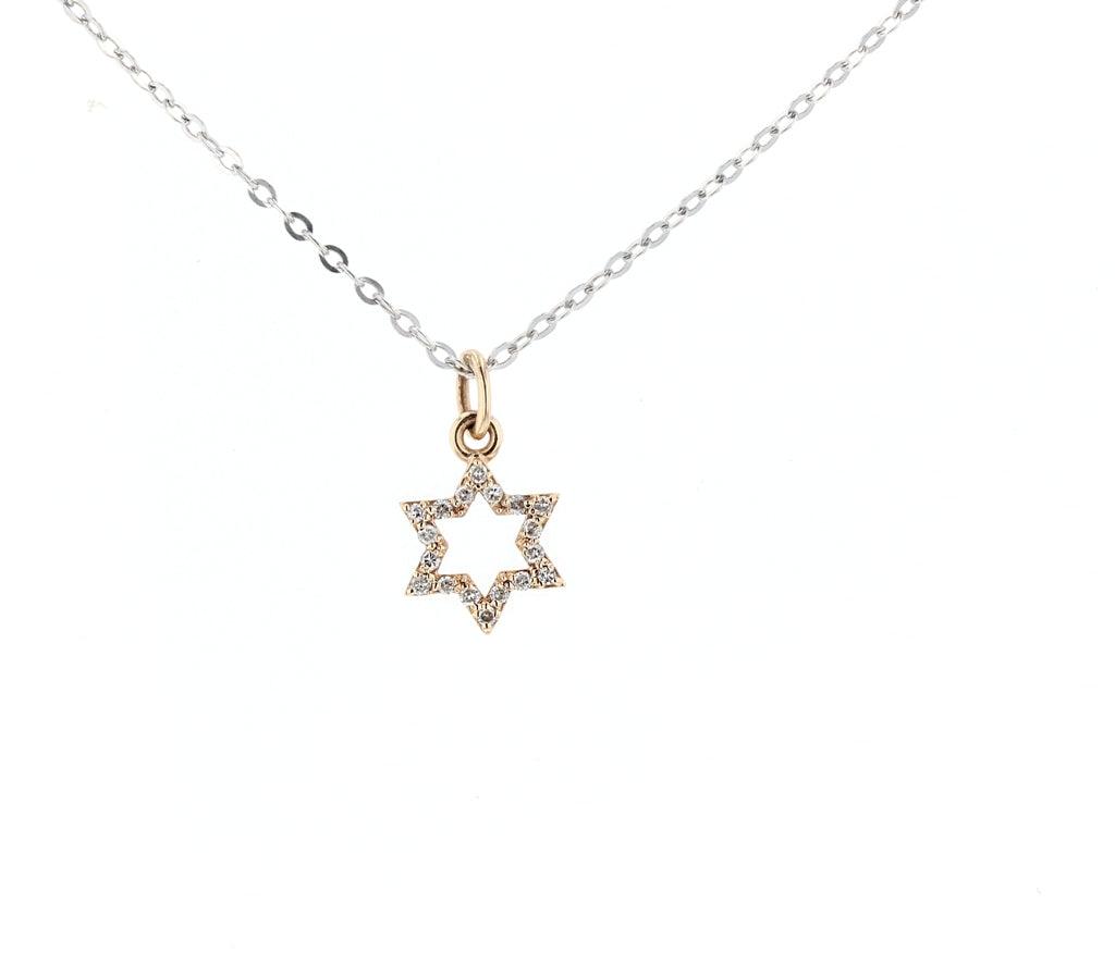 Rose Gold Diamond Star Of David Pendant