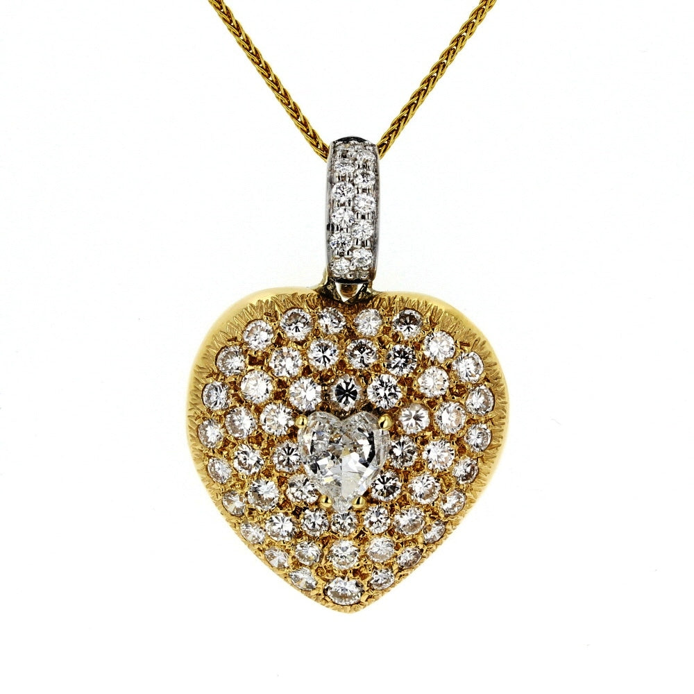 Yellow & White Gold Diamond Heart Pendant