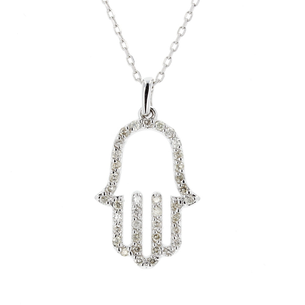 White Gold Diamond Hand Of God Pendant