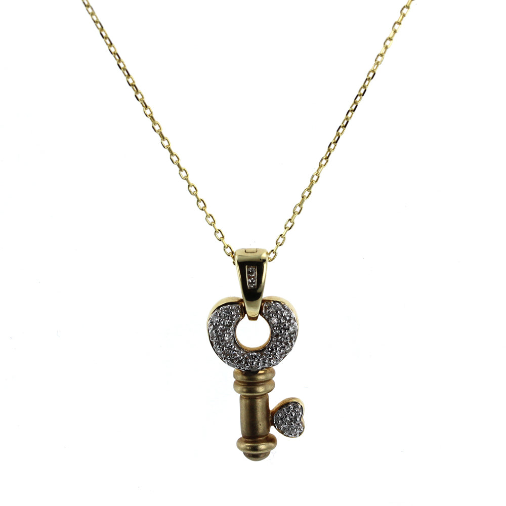 Yellow Gold Diamond Key Pendant