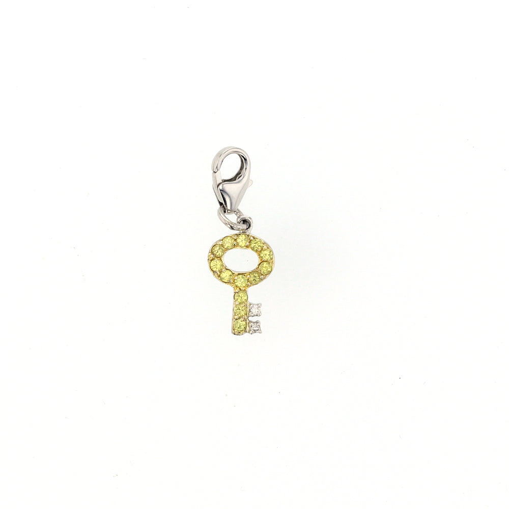 White Gold Diamond Key Charm