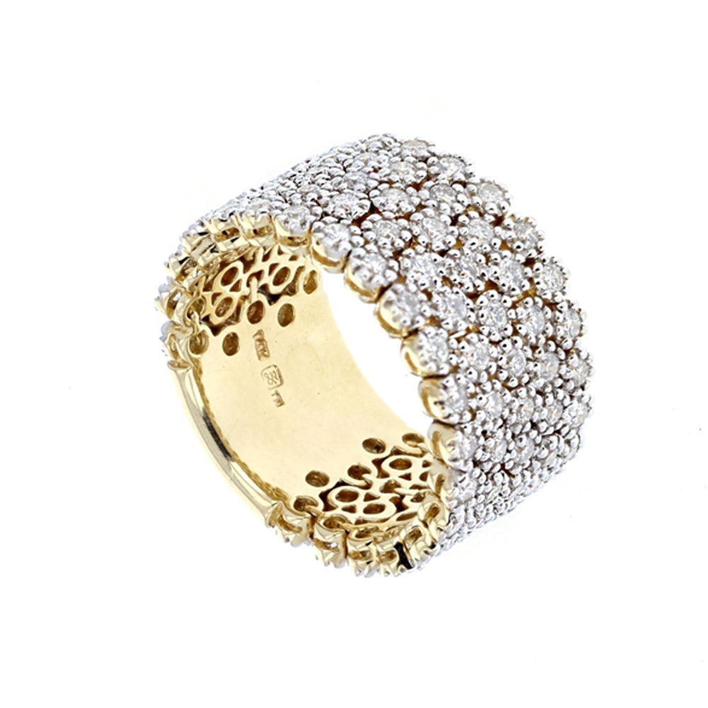 Flexible Wide Yellow Gold Diamond Band