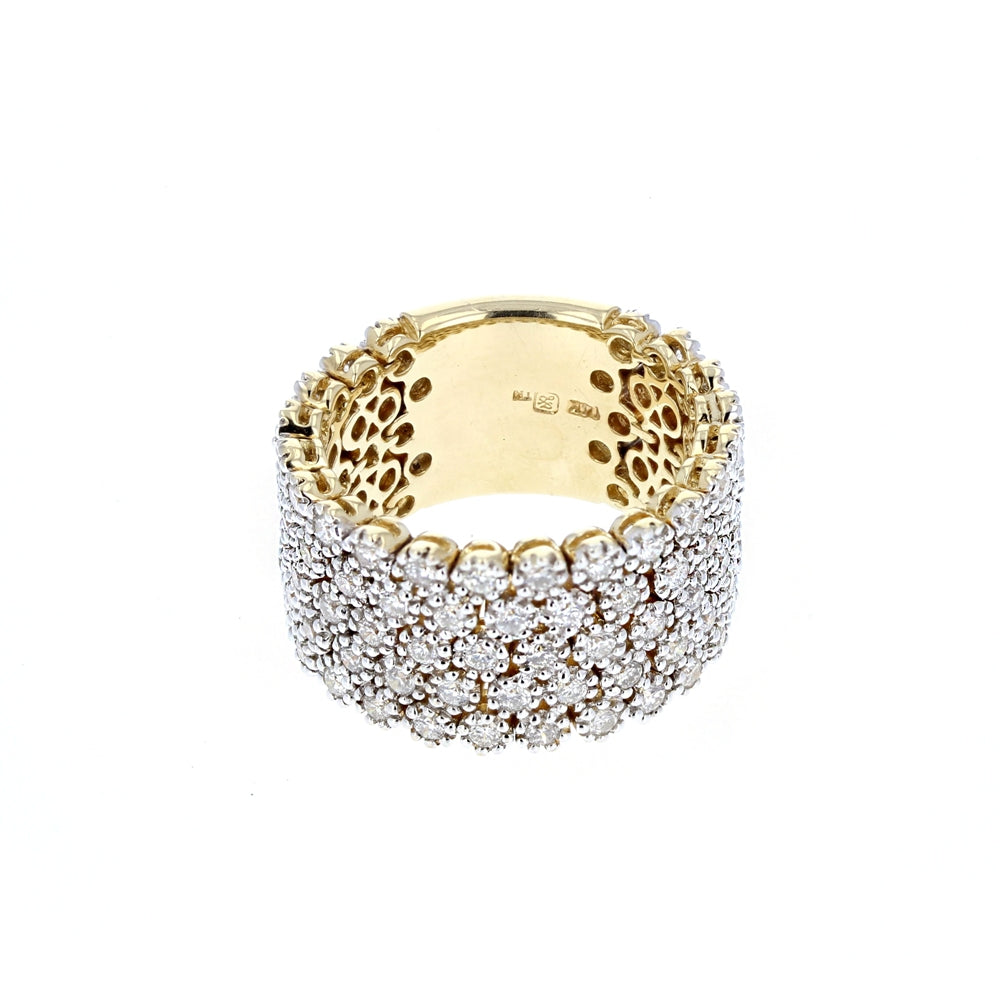 Flexible Wide Yellow Gold Diamond Band