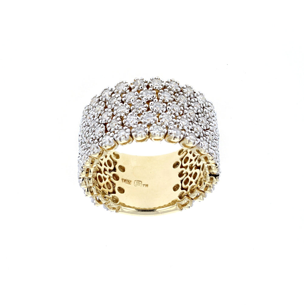 Flexible Wide Yellow Gold Diamond Band