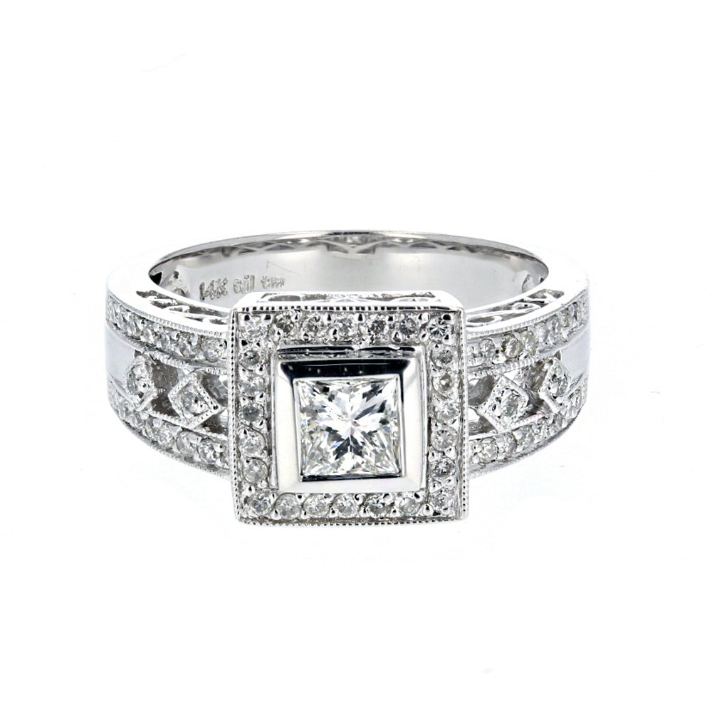 14KT White Gold Diamond Engagement Ring