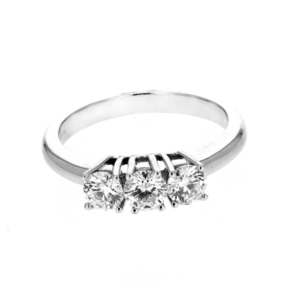 3 Stone Round Cut Diamond Anniversary Band