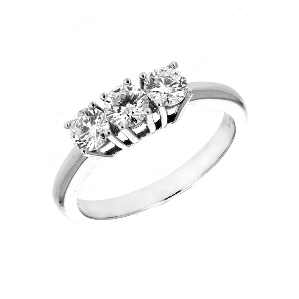 3 Stone Round Cut Diamond Anniversary Band