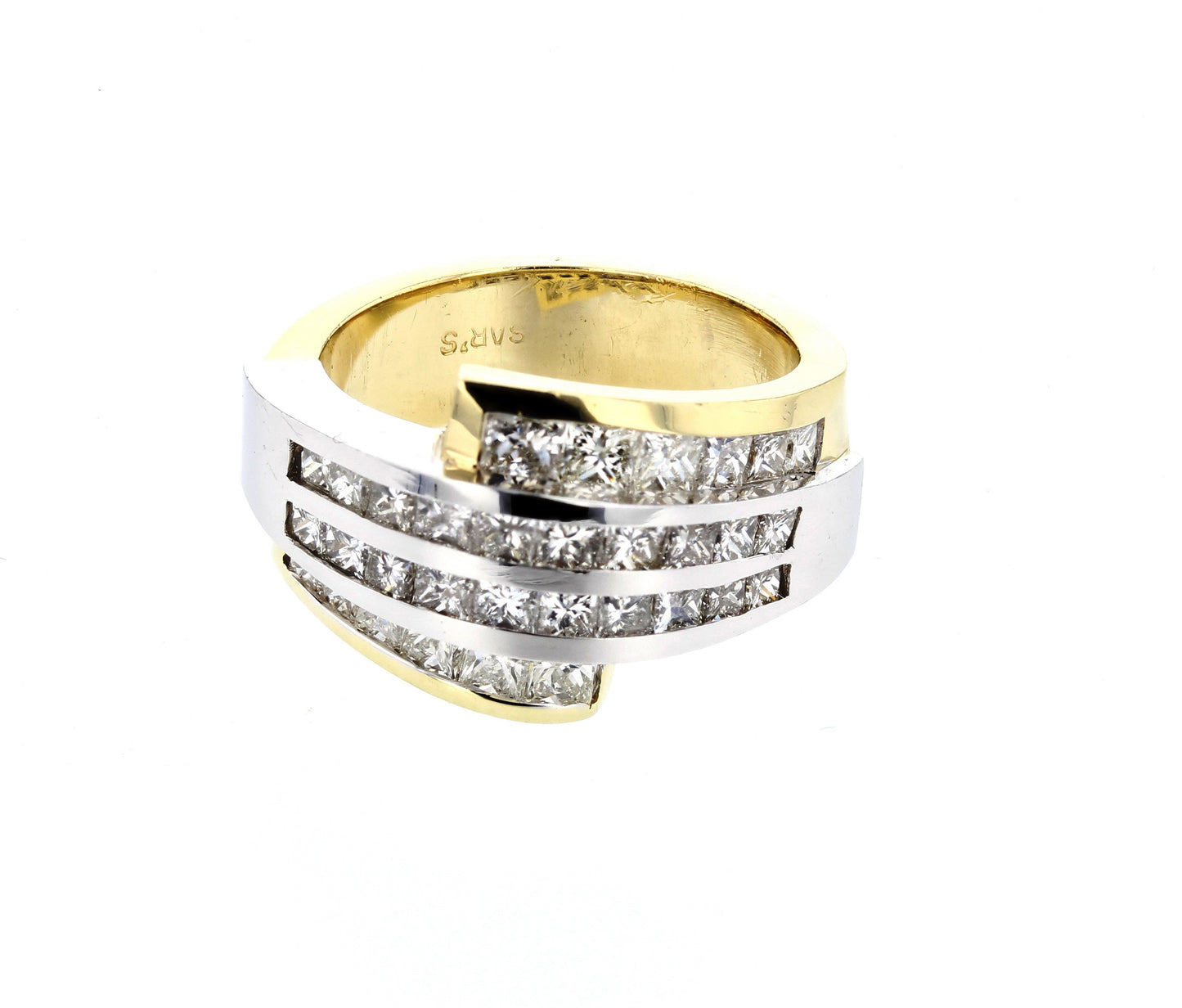 Two Tone Gold Princes Cut Diamond Ring