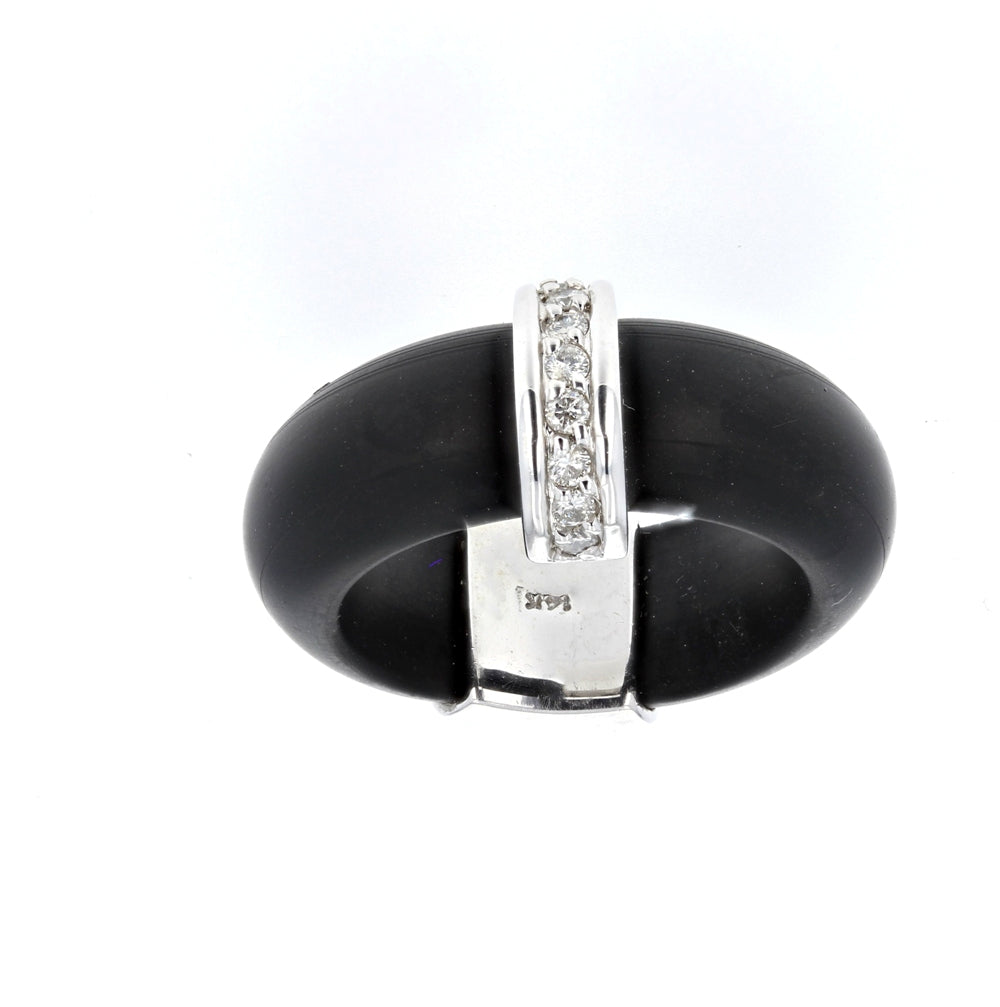Rubber & White Gold Wide Band Diamond Ring