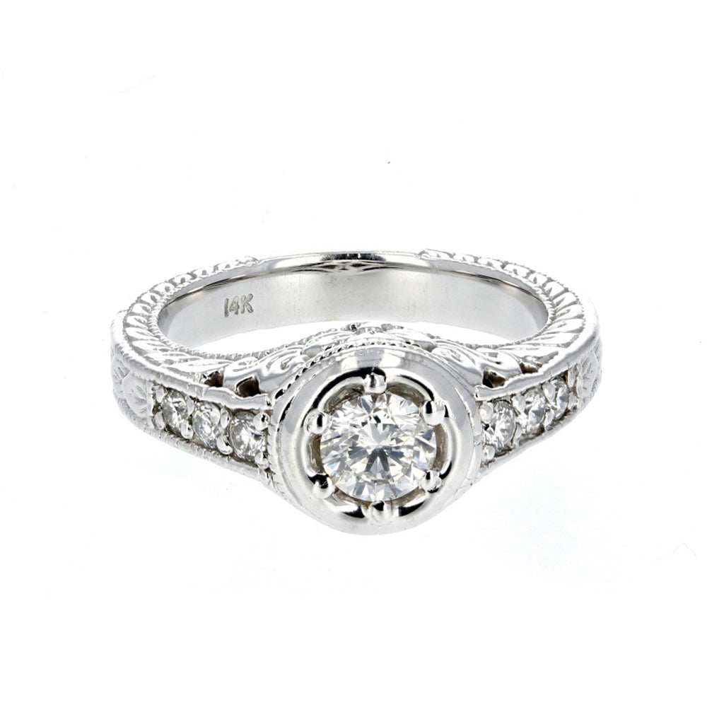 14KT White Gold Diamond Engagement Ring