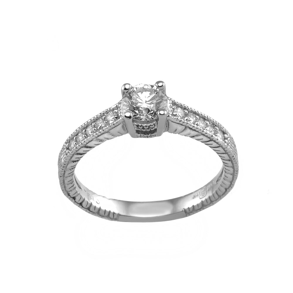 14KT White Gold Diamond Engagement Ring