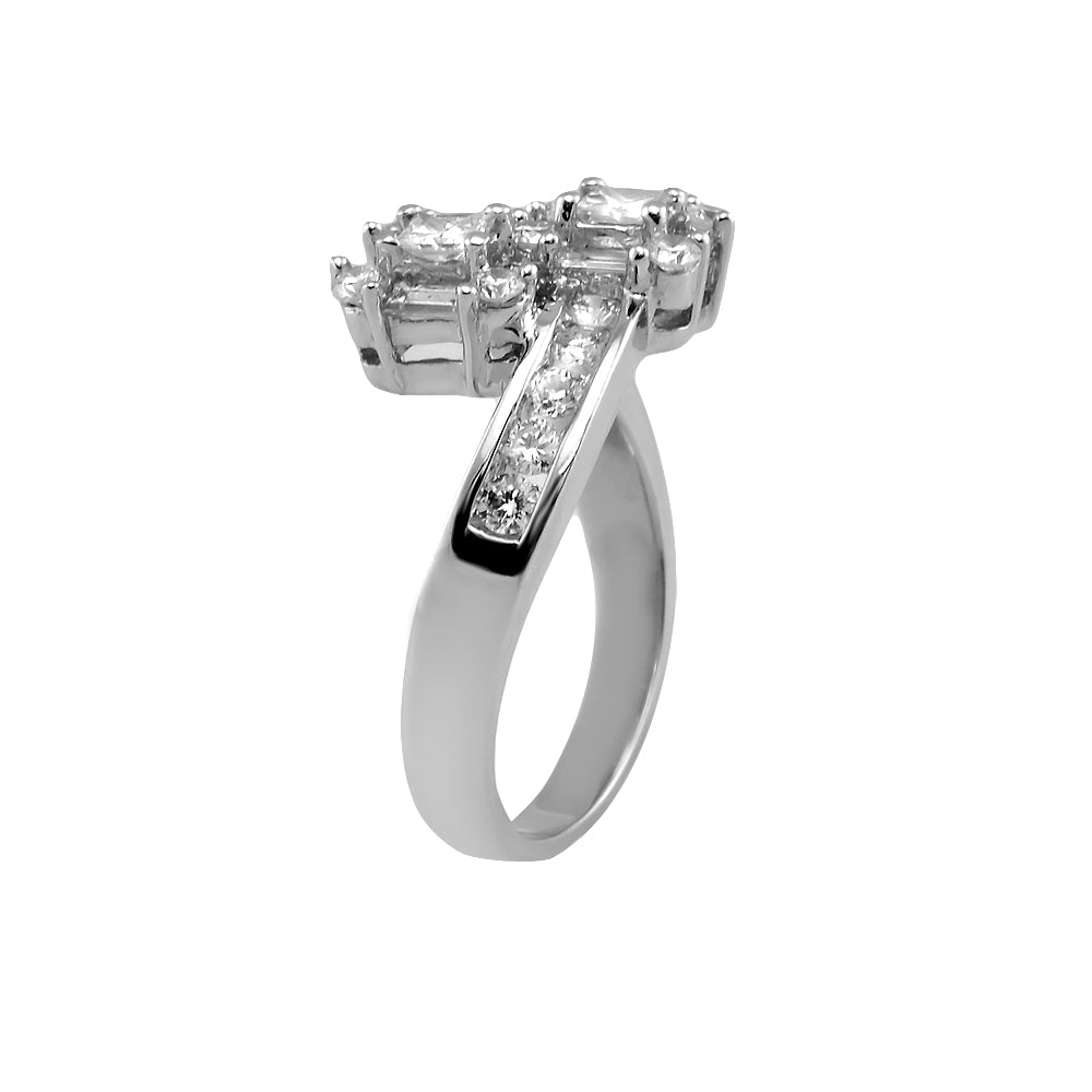 18KT White Gold Bypass Diamond Ring
