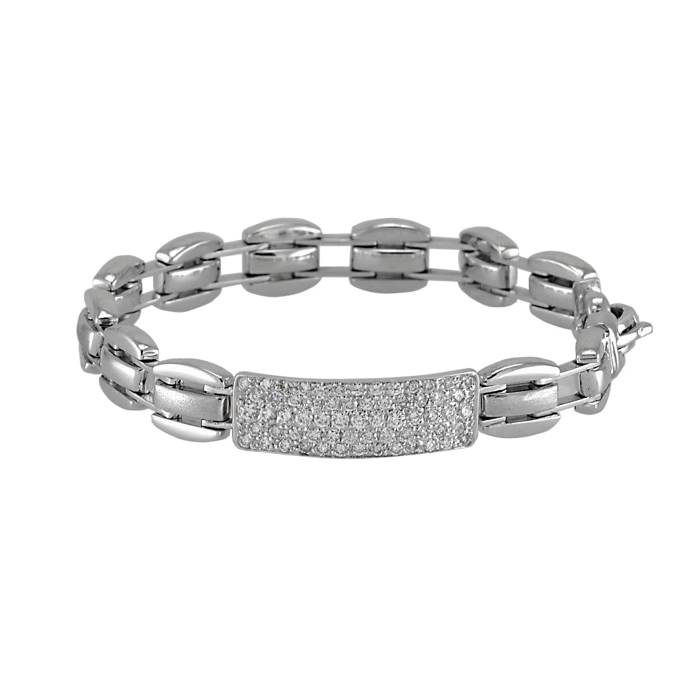 Men's Diamond set Plate Link bracelet