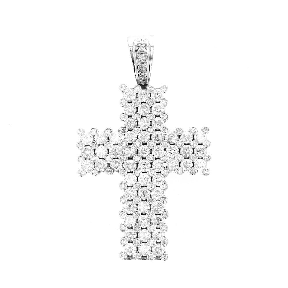 White Gold Prong Setting Diamond Cross Pendant