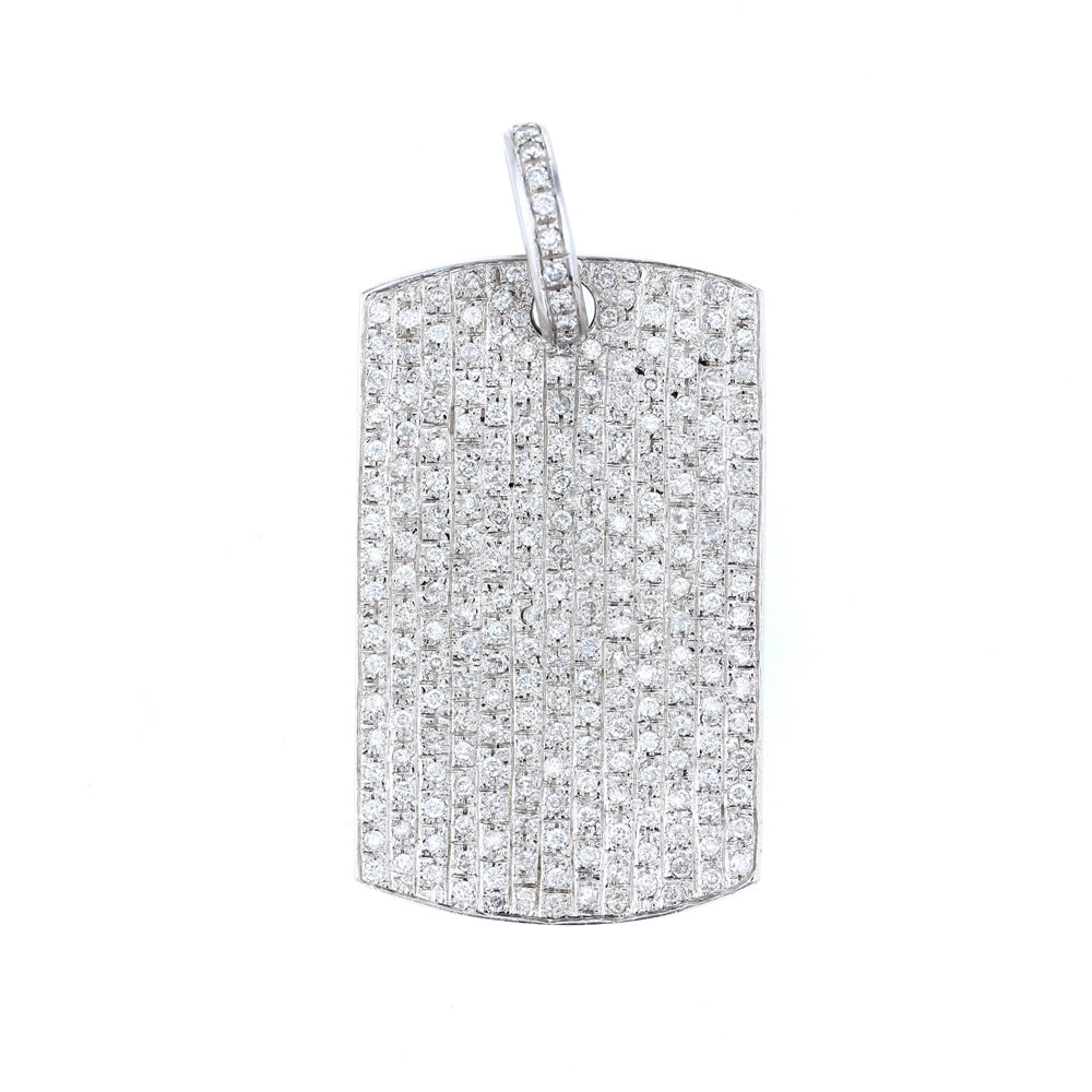 White Gold Diamond Dog Tag Pendant