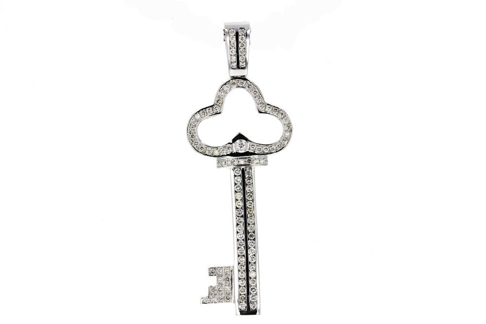 White Gold Diamond Key Pendant