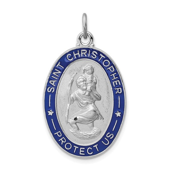 Shiny Enameled St. Christopher Medal