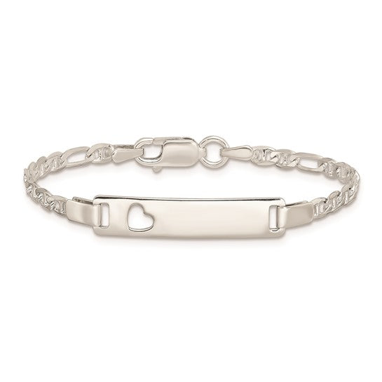Heart with Cut-out Bracelet Sterling Silver Baby ID