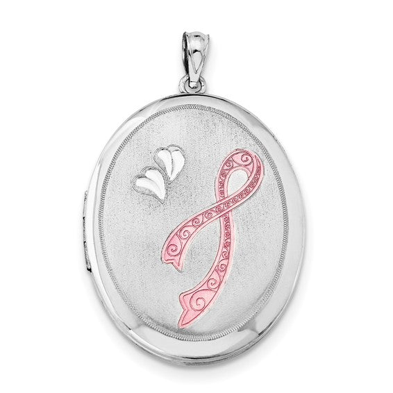 Pink Ribbon Oval Locket