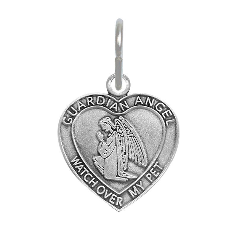 Pewter Heart and Guardian Angel Pet Medal