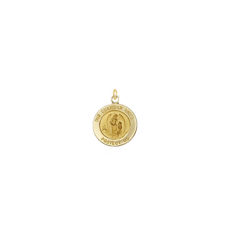 1/4 Inch Gold Round Guardian Angel Medal