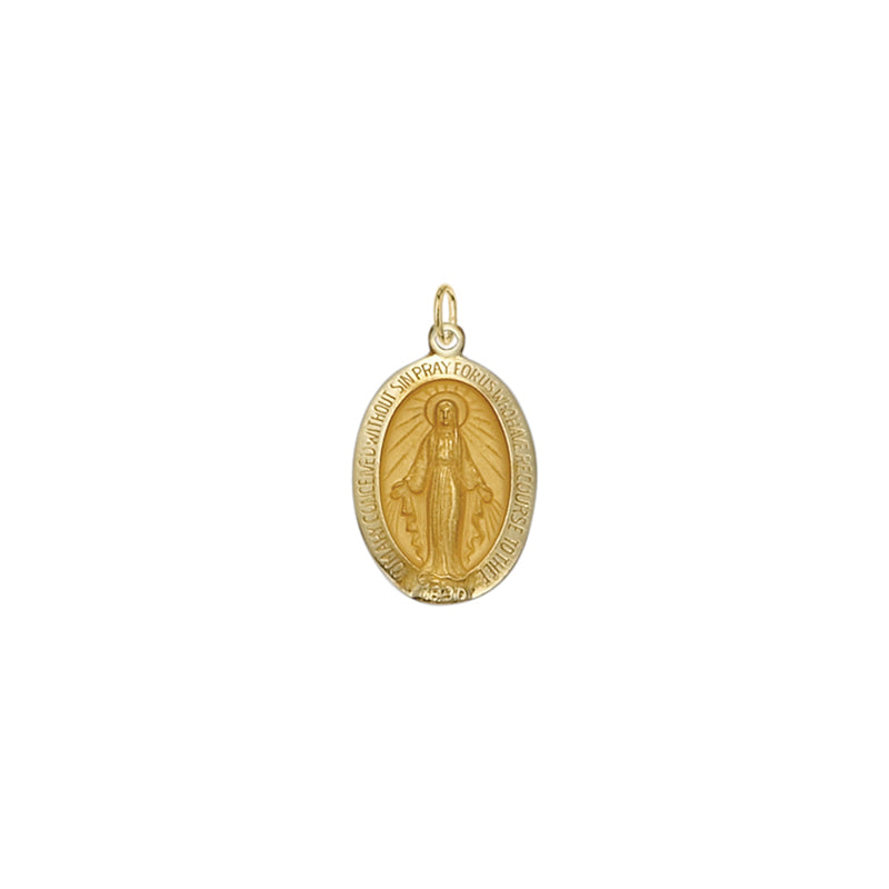 Gold Oval with Polished Border Miraculous Medal