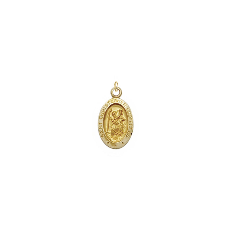 3/8 Inch Gold Oval St. Christopher Medal, Patron Saint of Travelers